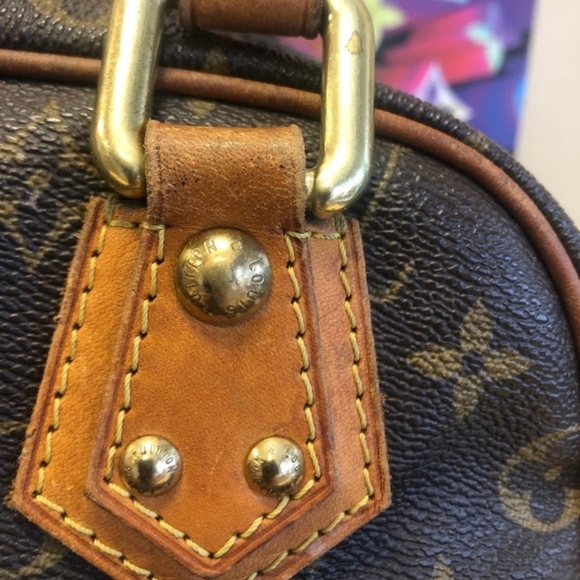 Louis Vuitton Manhattan PM Brown Leather Handbag Tote - Picture 7 of 15